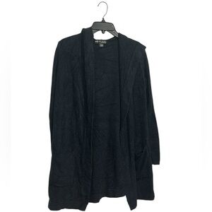 Barefoot Dreams CozyChic Lite Hooded Cardigan Sweater Open Front, Black XS/S